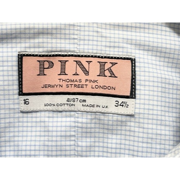 Thomas Pink Mens Button Long Sleeve 16 34.5 Made in UK - Picture 3 of 6